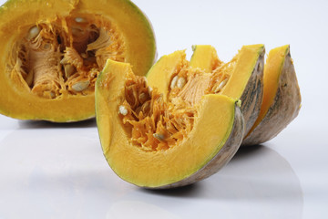 Sweet orange pumpkin isolated on white.