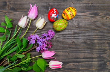 tulips and eggs background