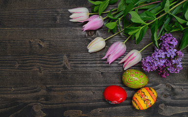 tulips and eggs background