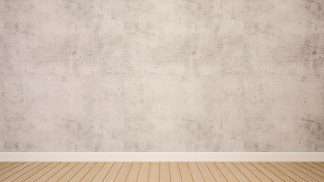 concrete wall in empty room for artwork - 3d rendering