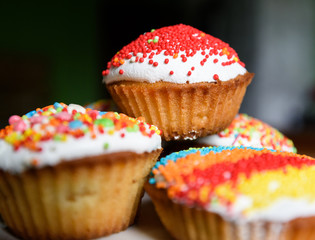 Holiday cupcakes with raisins on the plate