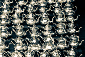 Teapots between the narrow streets of the medina