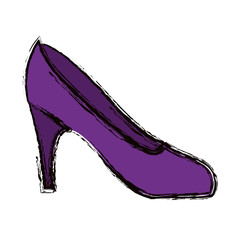 blurred colorful silhouette of high heel purple shoe vector illustration