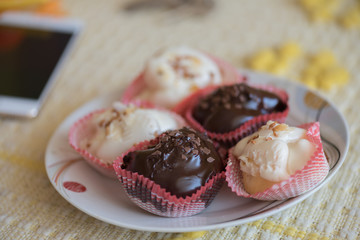 Homemade puff pastry stuffed with cream.