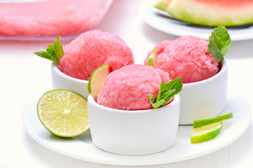 Fruit sorbet from watermelon
