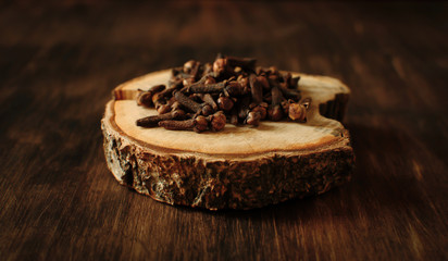 Still life with clove tree seeds. 