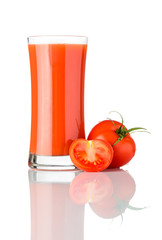 Fresh Tomato Juice Isolated on White Background