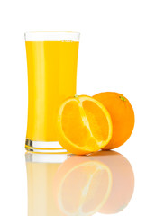 Fresh Pressed Orange Juice Drink on White