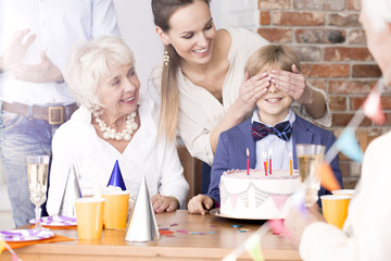 Boy having birthday surprise party