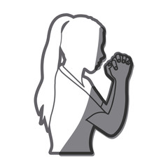 grayscale silhouette of half body woman praying vector illustration