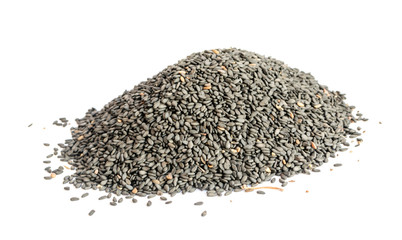 Black Sesame Seeds Isolated on White Background