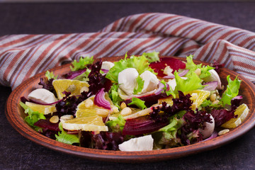 Mozzarella, Orange, Beetroot, Red Onion, Nuts and Seeds Salad