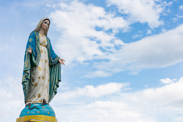 The Blessed Virgin Mary in front of the Roman Catholic Diocese, public place in Chanthaburi, ...