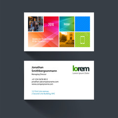 Vector business card template with colourful abstract rectangula