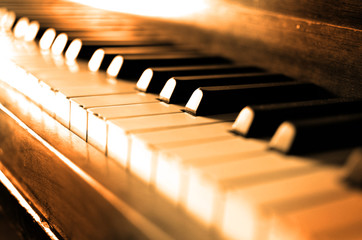 Old Vintage Piano Keys Ebony Ivory Black White