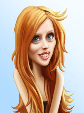 Cute redhead girl. Funny cartoon illustration.