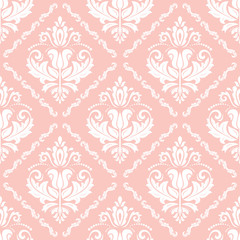 Seamless classic pink and white pattern. Traditional orient ornament