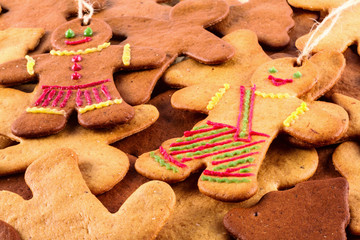 Homemade christmas gingerbreads and cingerbread mans, Christmas or New Year background