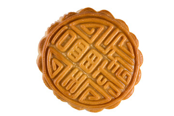 Top view Chinese Mooncake isolated on white background with clipping path