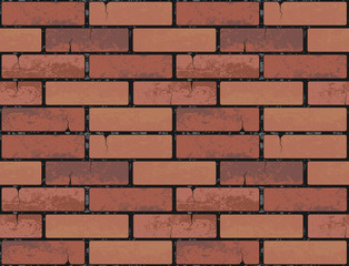 Red brick wall seamless texture background. Vector illustration pattern for continuous replicate. Endless web page fill