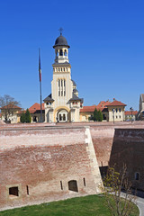 Fototapeta premium Walls and cathedral of the Romanian Orthodox Church of Alba Iulia, Transylvania, Romania