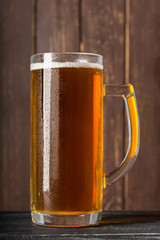 beer glass on a wooden background