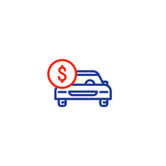 Car line icon and dollar coin, transport payment, rent car
