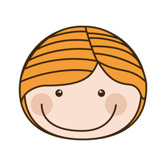 colorful caricature front face boy with blond hair vector illustration