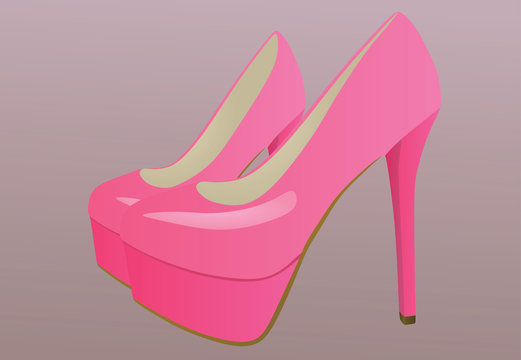 Women pink platform shoes vector