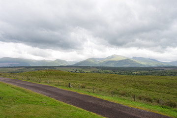 Meadow in a cloudy day in the Scottish Highlands.