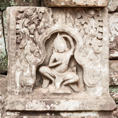 The Dancing Apsaras Bas-reliefs sandstone in Angkor Thom. Siem Reap. Cambodia.