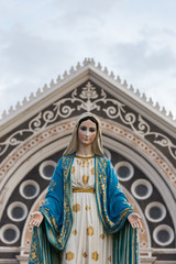 The Blessed Virgin Mary in front of the Roman Catholic Diocese, public place in Chanthaburi,  Thailand.