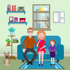 Famille - Couple avec enfant - Vecteur - Illustration