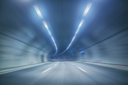 empty tunnel, blue toned image.