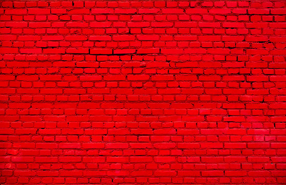 Fototapeta Old Painted Red brick wall Background