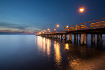 Before the sunrise in Gdynia Orlowo. Pier in Gdynia Orlowo