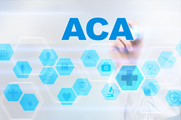 Medical doctor drawing aca on the virtual screen.