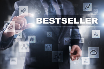 Businessman selecting bestseller on virtual screen.