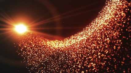 Abstract glowing dots, in a space with a bright flash