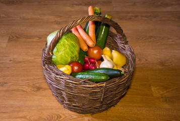 Healthy Organic Vegetables in a wooden basket