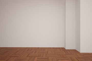 White empty room. Scandinavian interior design. 3D illustration