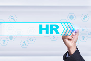 Businessman drawing on virtual screen. hr concept.
