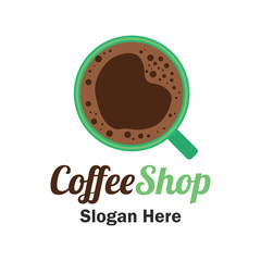 coffee shop logo, label, badge with text space for your slogan / tagline,  vector illustration.