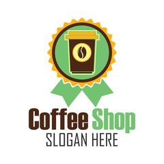 Fototapeta premium coffee shop logo, label, badge with text space for your slogan / tagline, vector illustration.