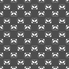 Cute Panda bear seamless pattern, black and white background. Vector illustration. Panda head and face. Design for wallpaper and fabric, web page background, surface textures.