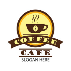 coffee shop logo, label, badge with text space for your slogan / tagline,  vector illustration.