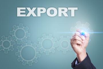 Businessman drawing on virtual screen. export concept