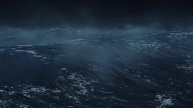 Oceanic 0103: Ocean waves roll in a dark stormy night (Loop).