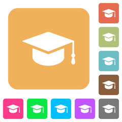 Graduate cap rounded square flat icons