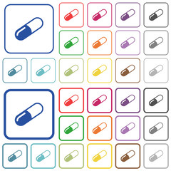 Pill outlined flat color icons